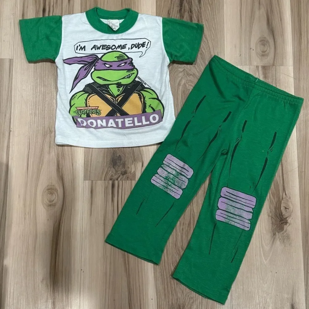 Wormster TMNT Donatello 1980’s Two Piece Boys Pajama Set Kids 4T